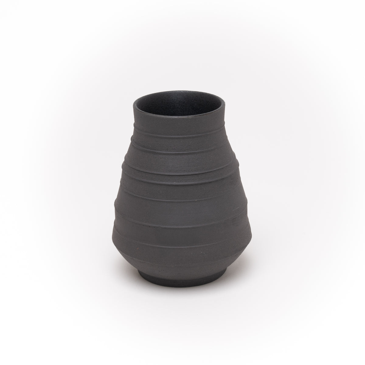 Vase Steinzeug schwarz, 6
