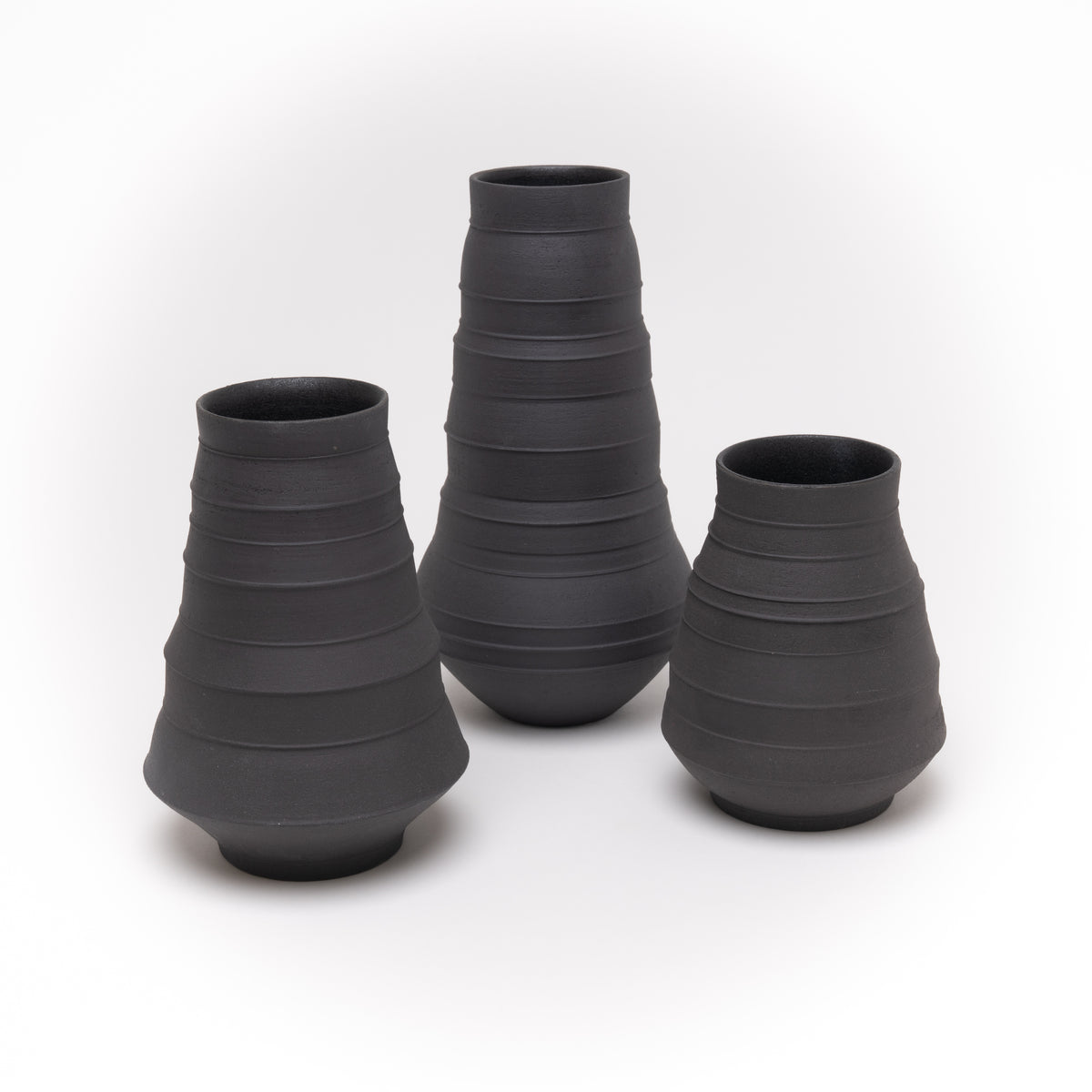 Vase Steinzeug schwarz, 6