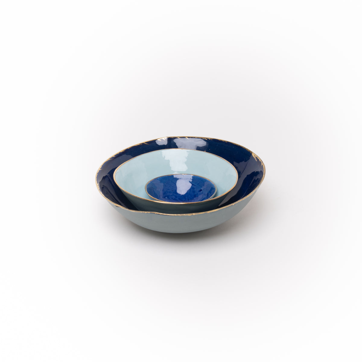 Schalenset: 3 Bowls mit Goldrand