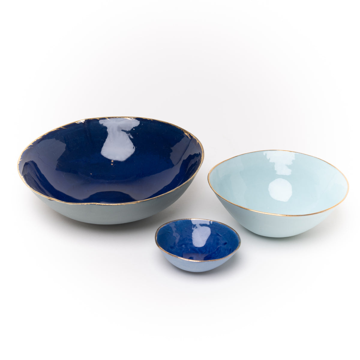 Schalenset: 3 Bowls mit Goldrand