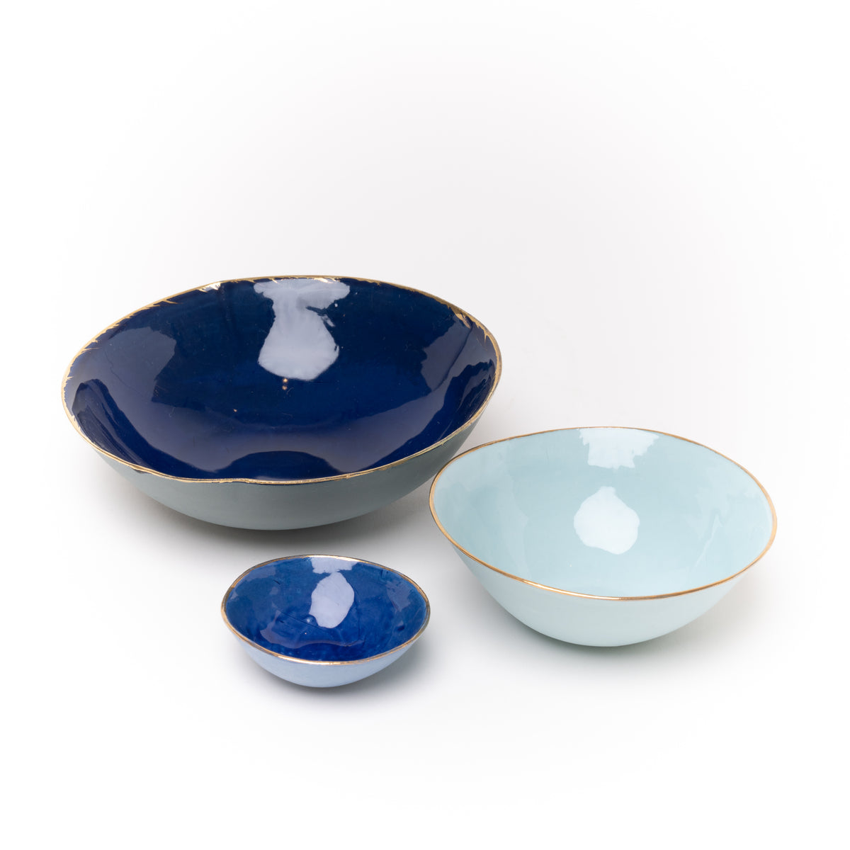 Schalenset: 3 Bowls mit Goldrand