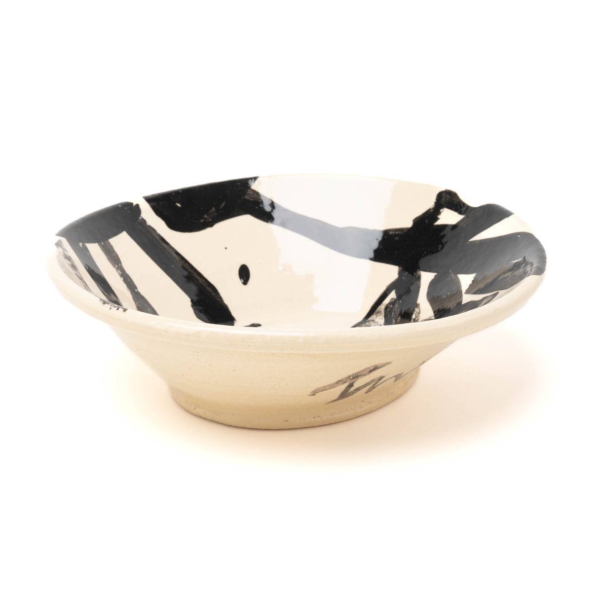 Schale oval, handbemalt, schwarz/weiß, Unikat