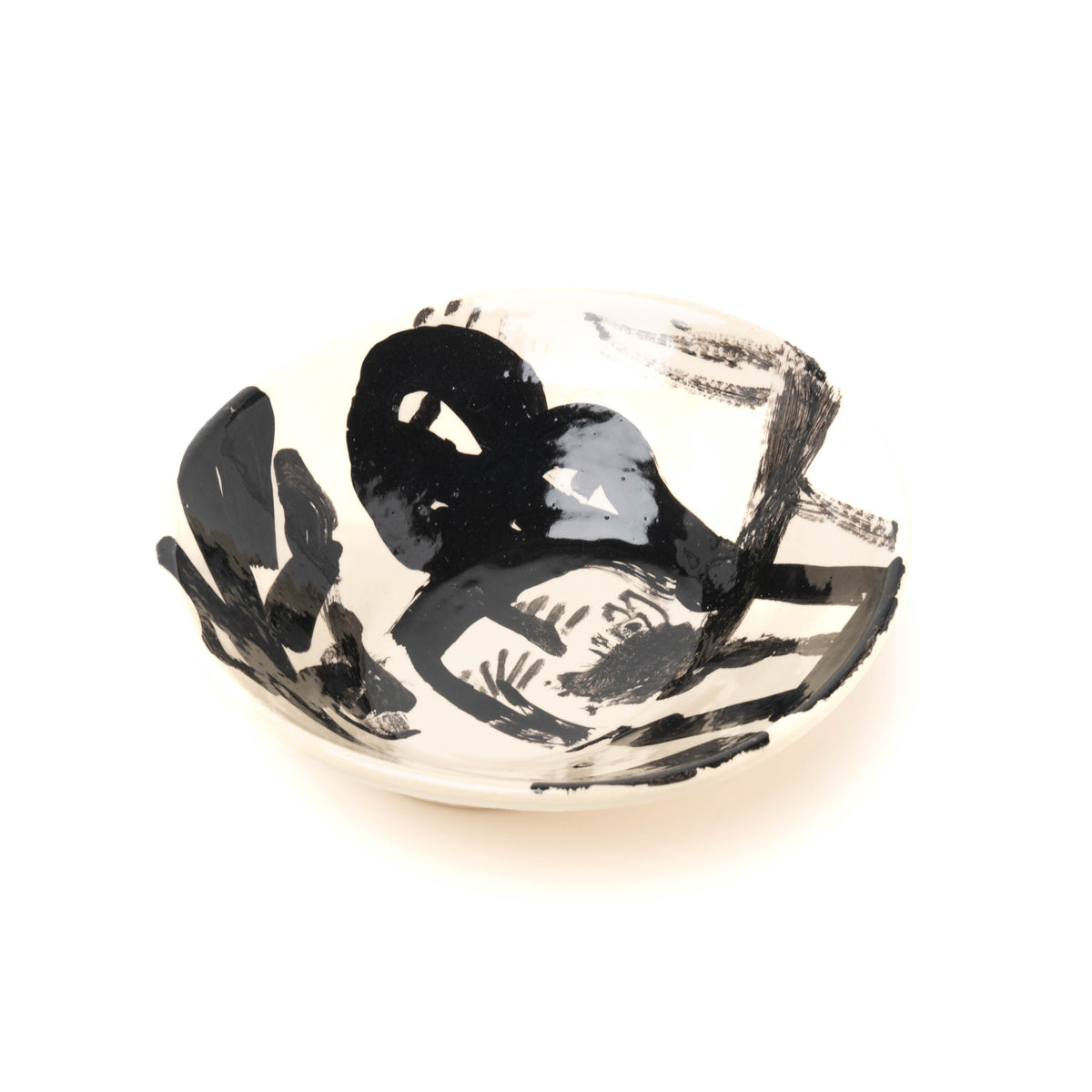 Schale oval, handbemalt, schwarz/weiß, Unikat