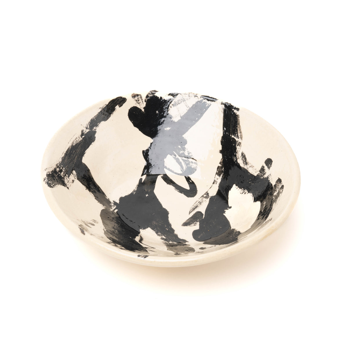 Schale oval, handbemalt, schwarz/weiß, Unikat