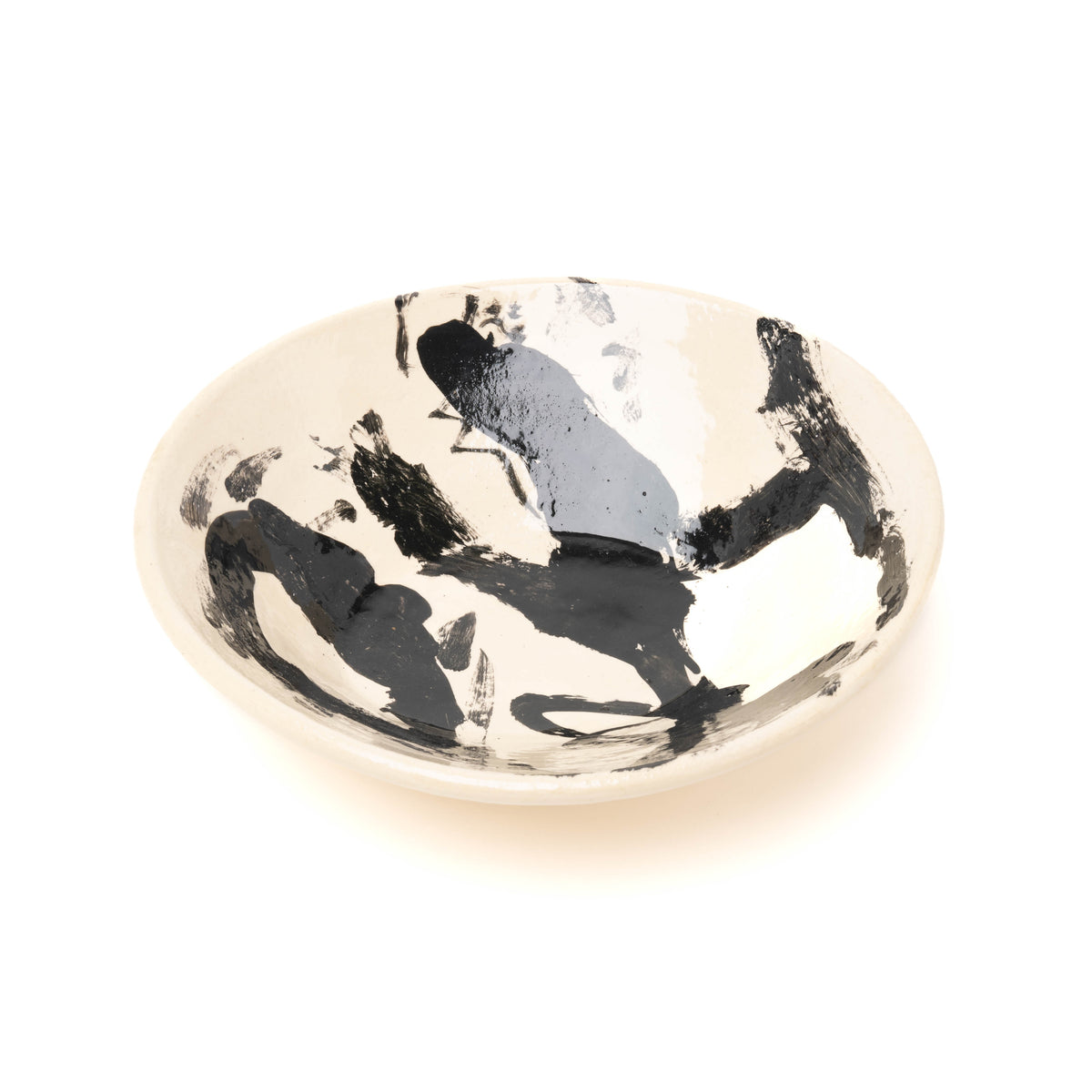 Schale oval, handbemalt, schwarz/weiß, Unikat