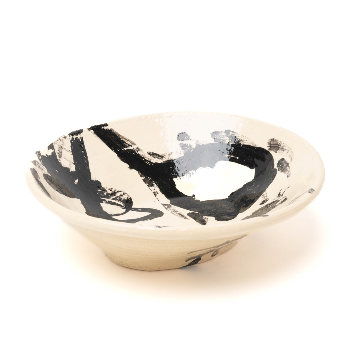 Schale oval, handbemalt, schwarz/weiß, Unikat