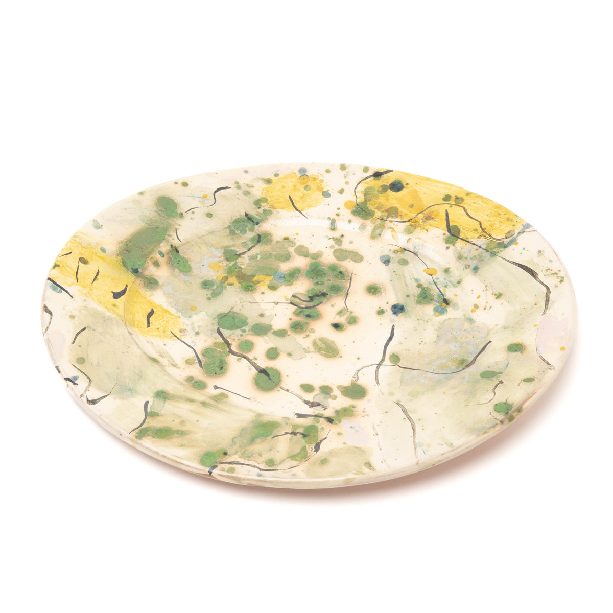 Platte aus Steinzeug, Handbemalt bunt