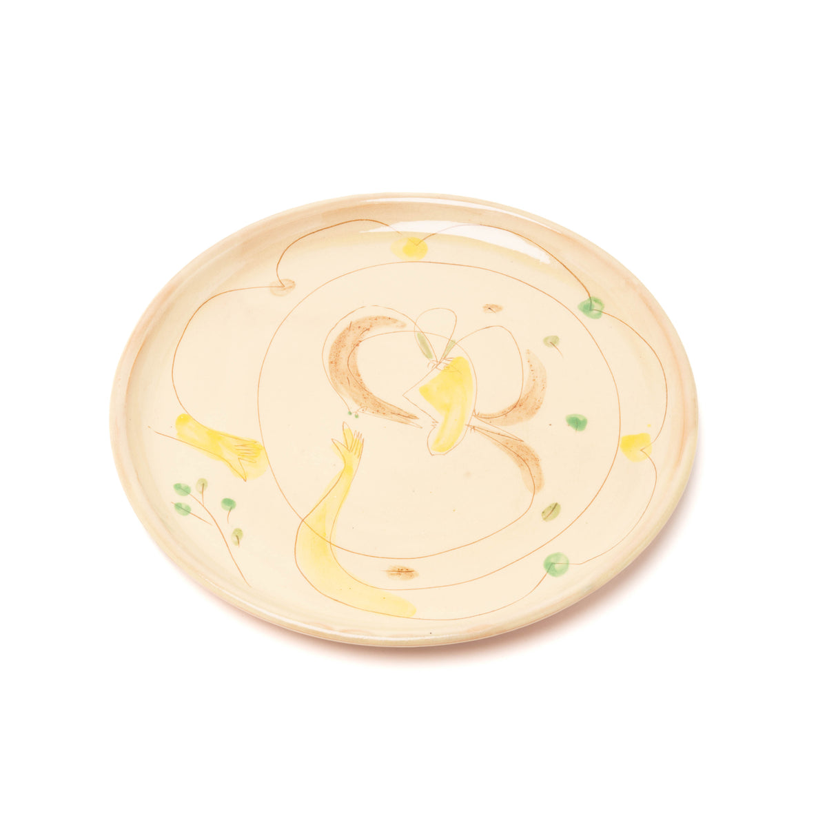 Platte aus Steinzeug, Handbemalt