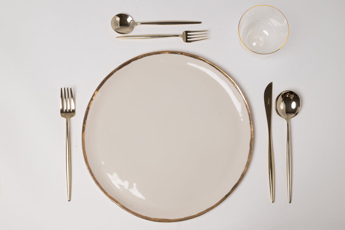 Platzteller golden edge, ivory