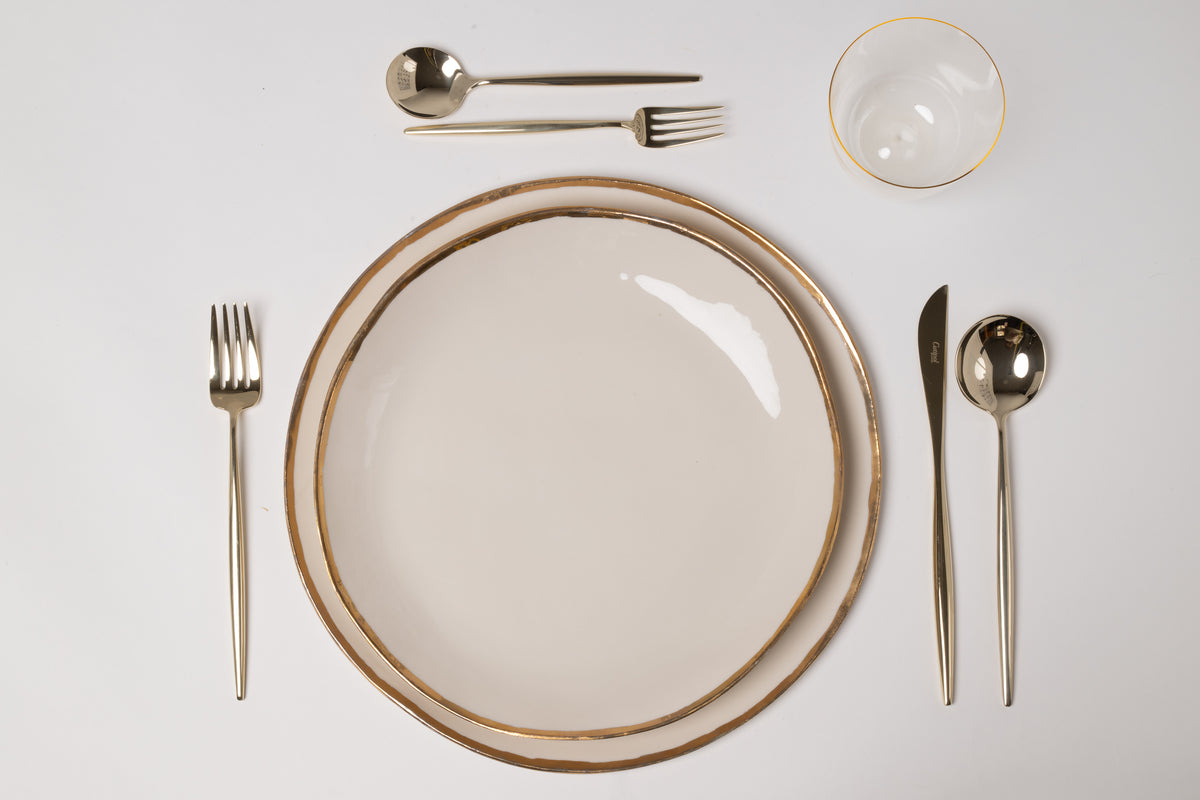 Golden Rim Teller Set by Studio Potomak