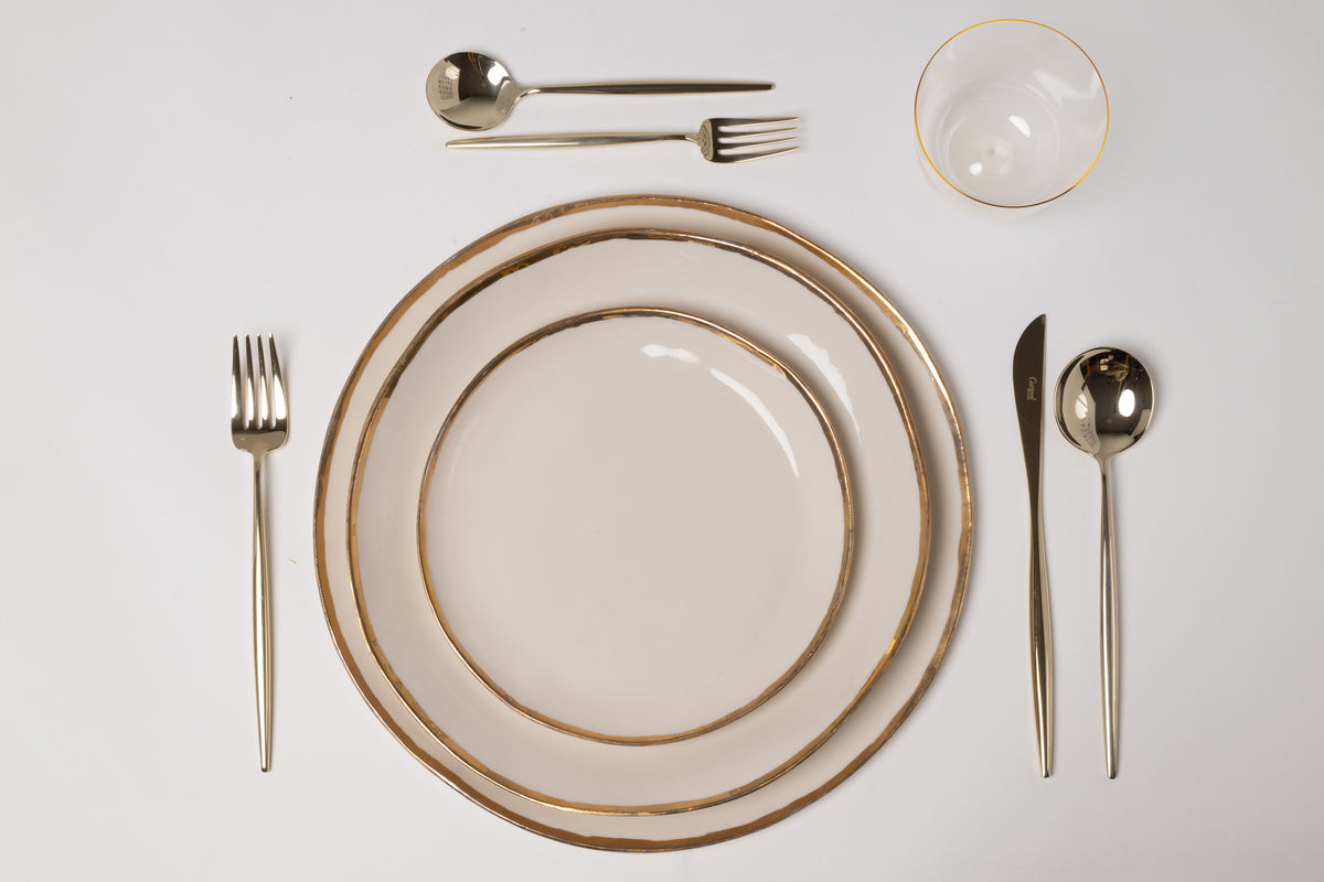 Dessertteller golden edge, ivory