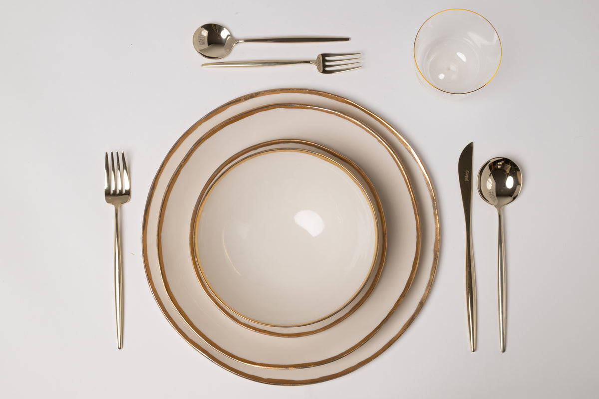 Golden Rim Teller Set by Studio Potomak