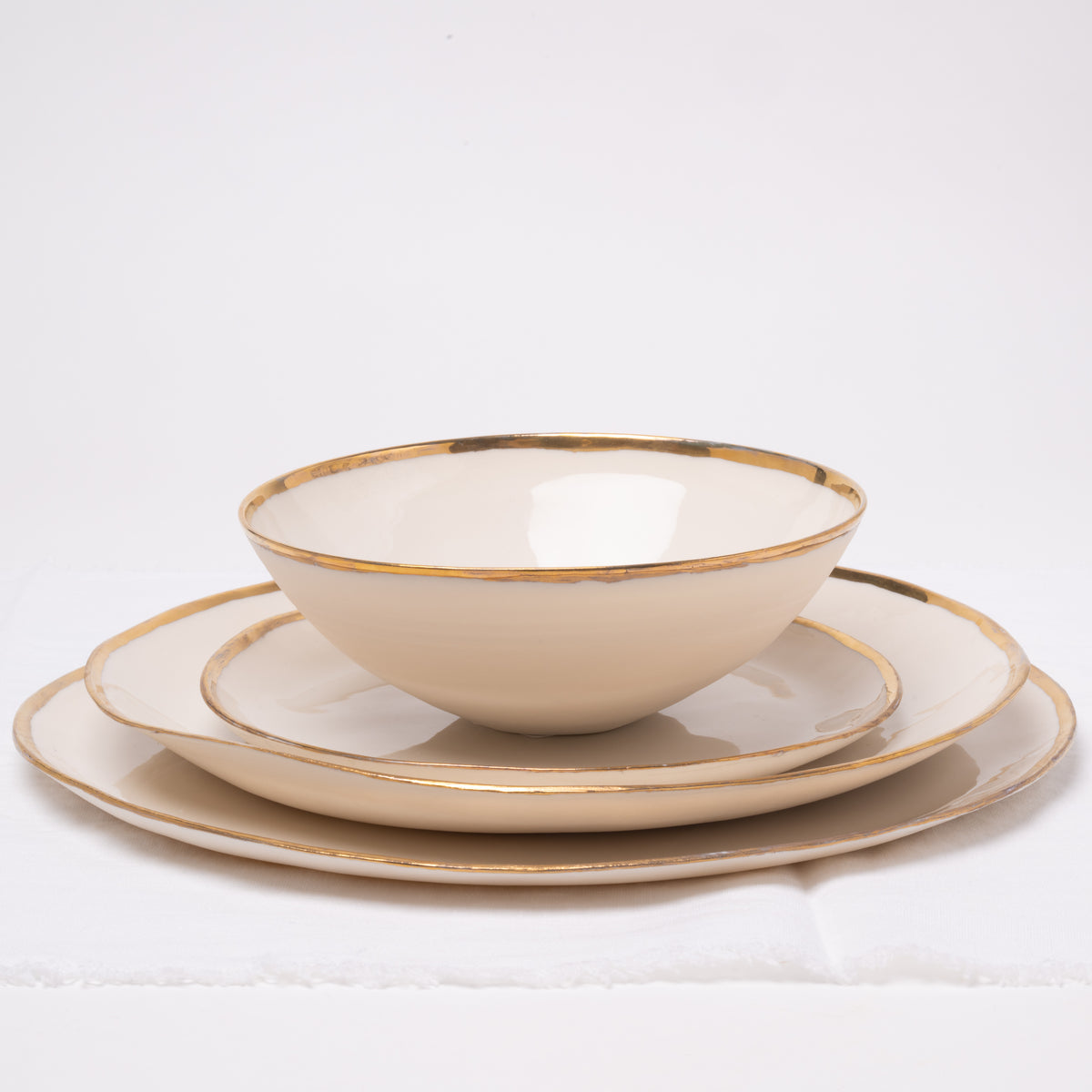 Dessertteller golden edge, ivory