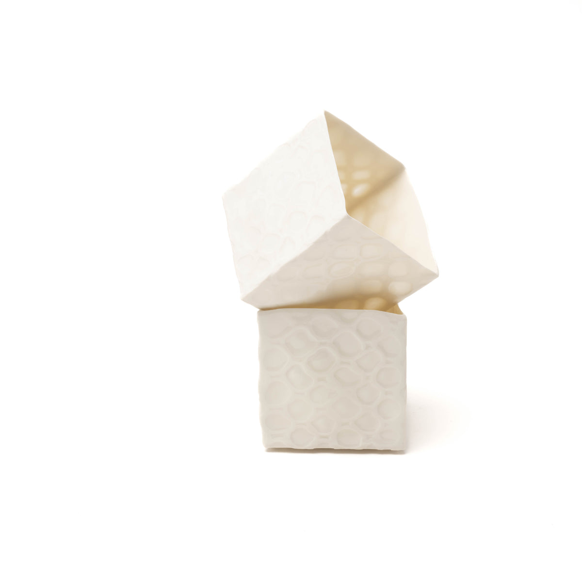 Teelichter aus Porzellan, quadratisch