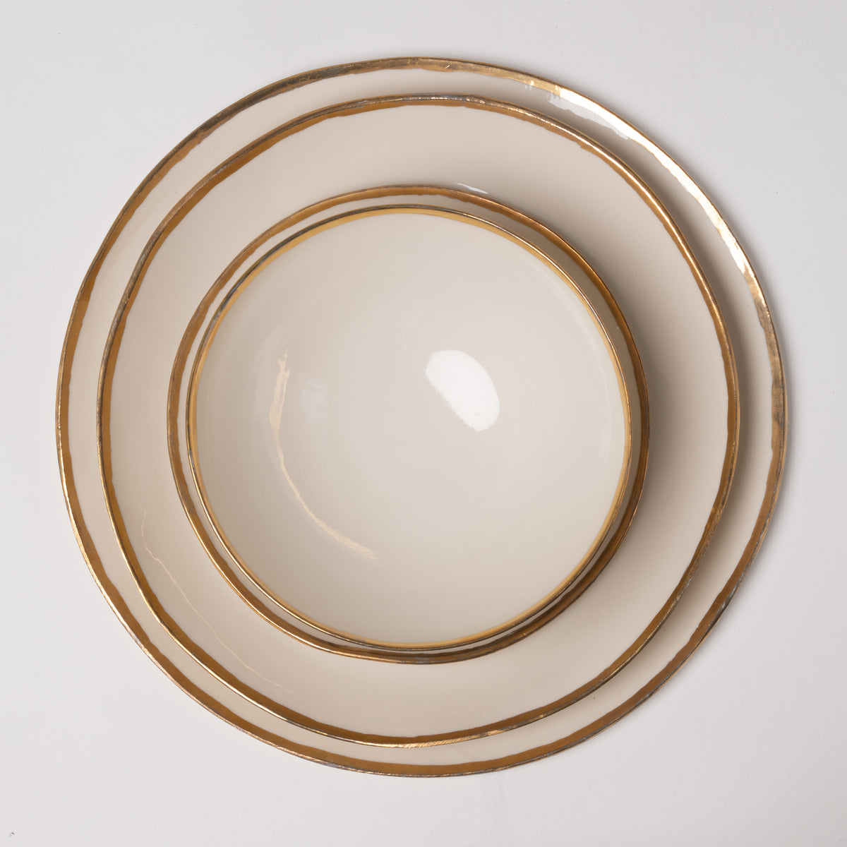 Golden edge soup bowl 18 white 