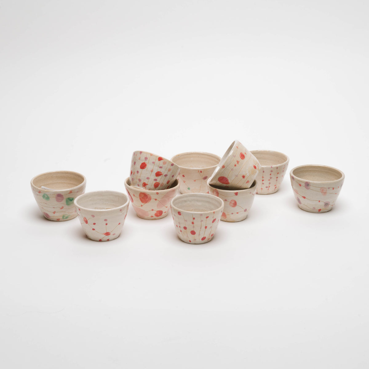 Espresso cup white with red/pink/green decor