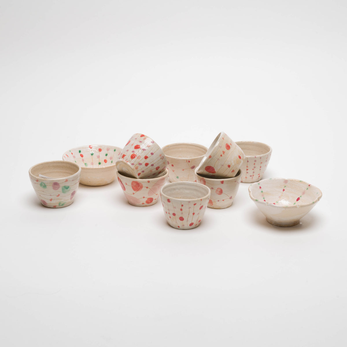 Espresso cup white with red/pink/green decor