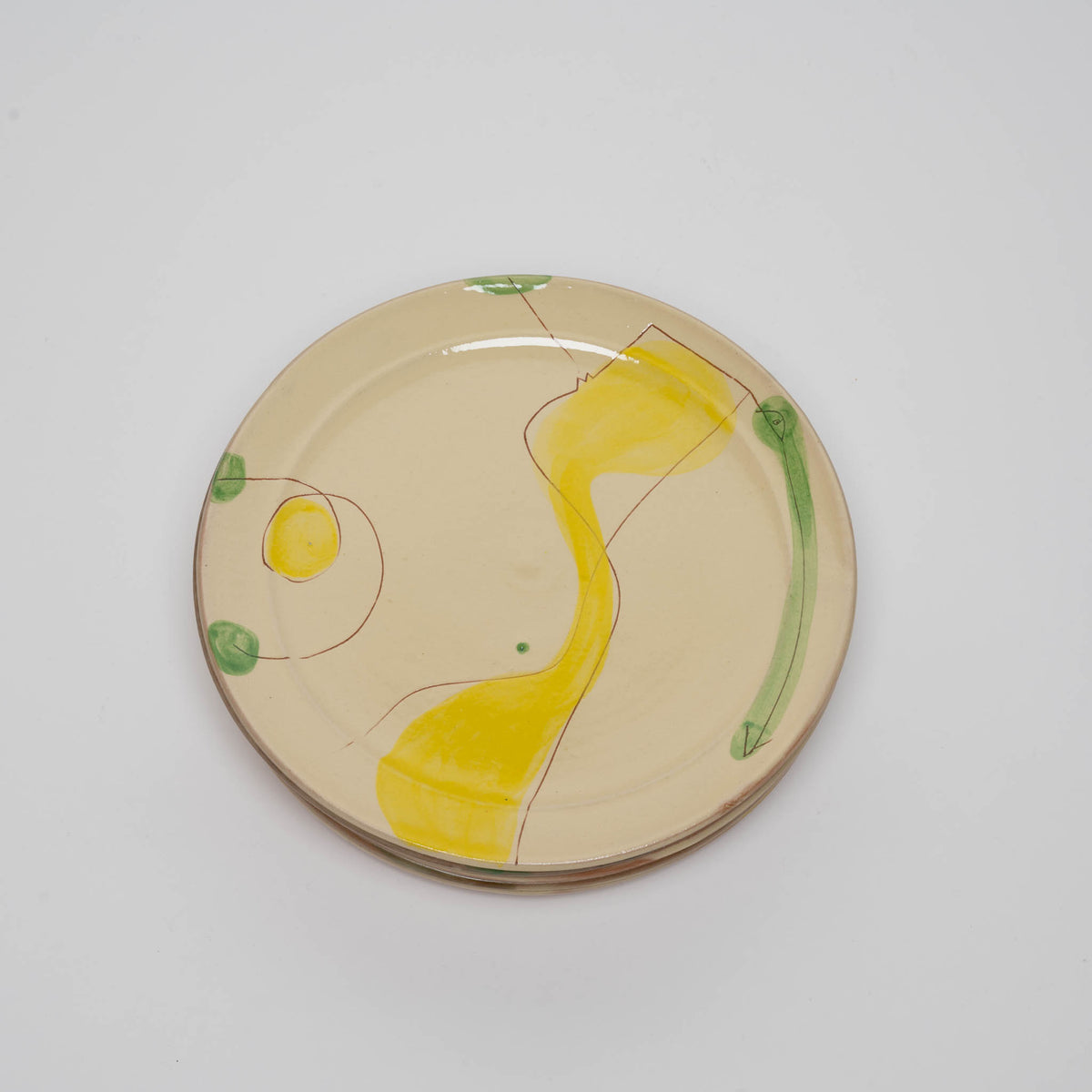 Flat plate, decor yellow/green