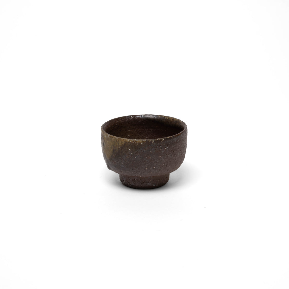 Sake bowl, dark clay, Anagama